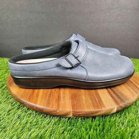 SAS Tripad Comfort Women’s 10 M Blue Leather Slip On Clogs Mules Walking Shoes - Picture 1 of 12